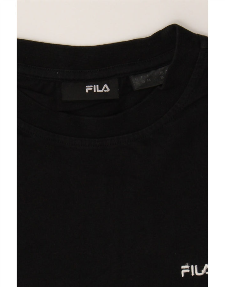 FILA Womens Top Long Sleeve UK 14 Medium Black Cotton Vintage Fila and Second-Hand Fila from Messina Hembry 