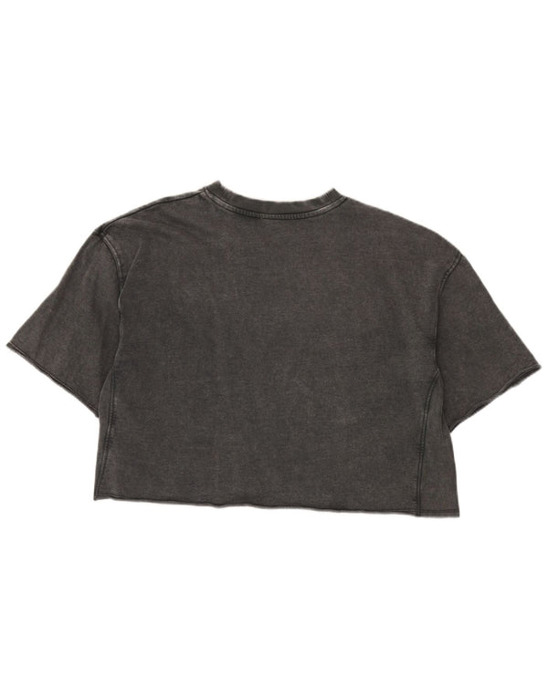 Zara Womens Crop Oversized T-Shirt Top UK 10 Small Grey Bomuld