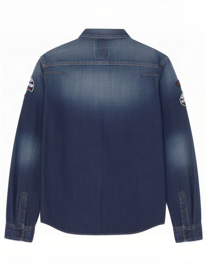 Superdry denimskjorte til mænd, lille blå bomuld