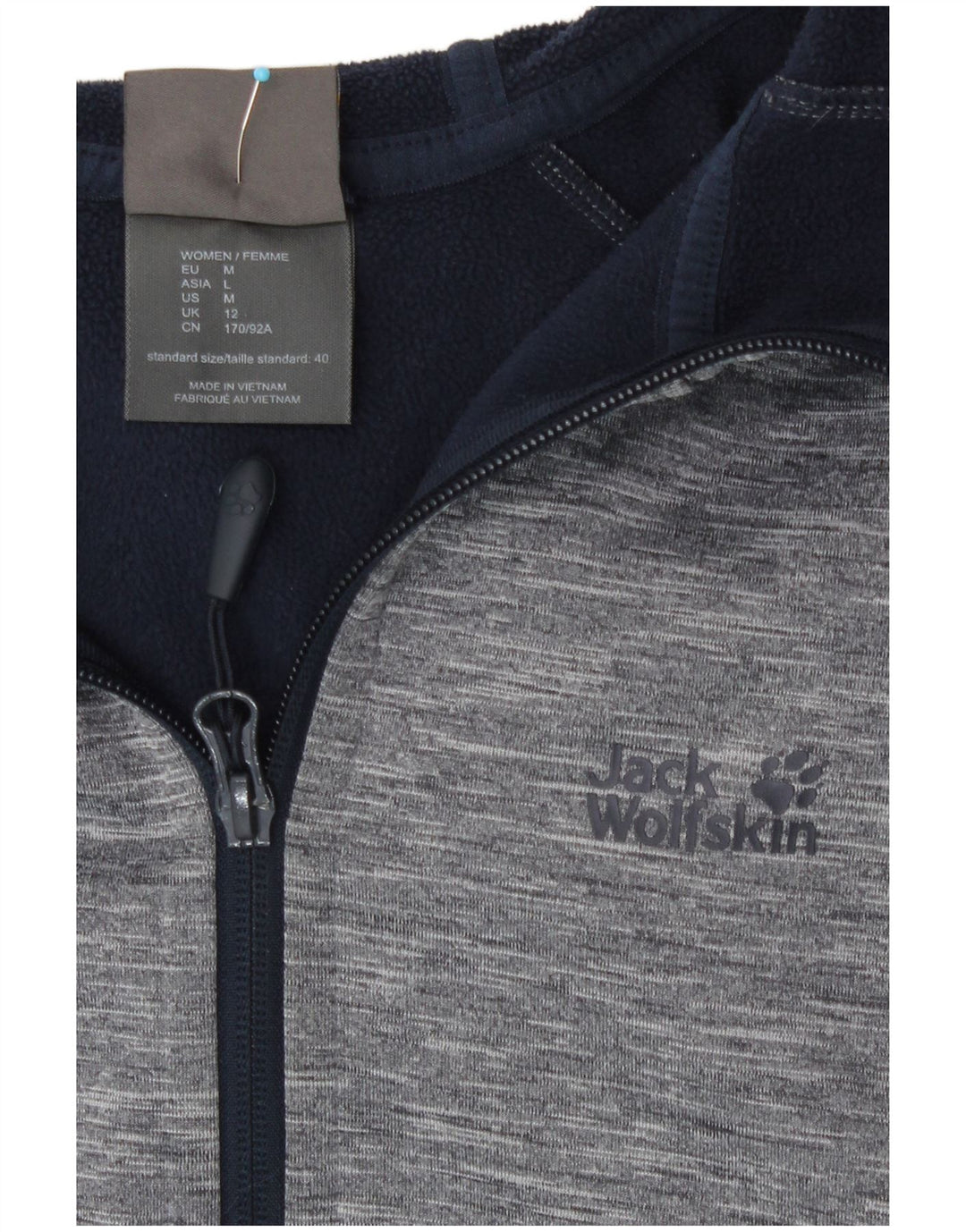 Jack Wolfskin Dame Hættetrøje Sweater UK 12 mellemgrå Flecked Polyester