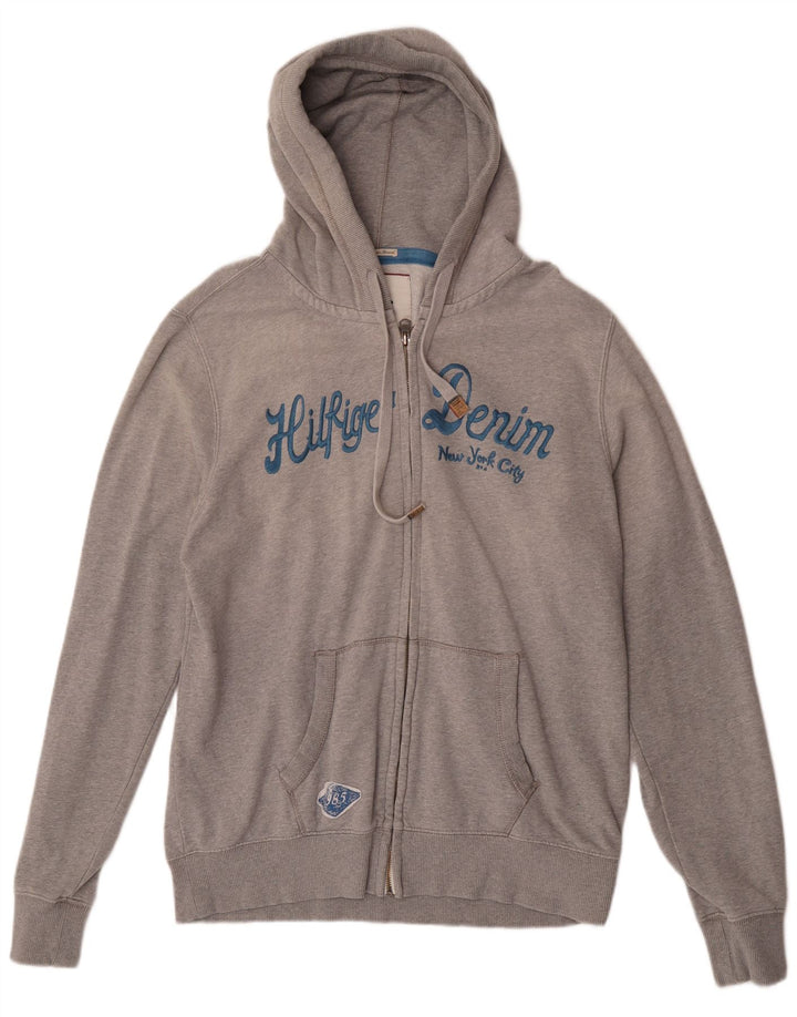 Tommy Hilfiger Herre grafisk hættetrøje med lynlås 2XL Grå