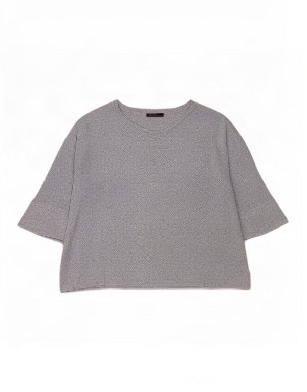 Marks & Spencer Dame Oversized T-Shirt Top UK 24 4XL Blå Flecked Viscose