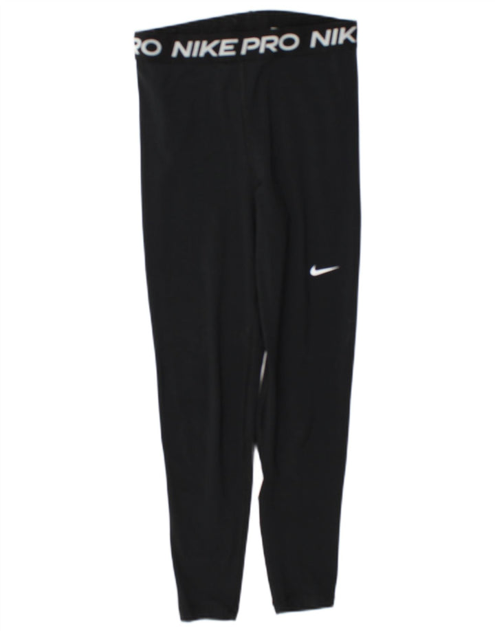 Nike Dame Dri Fit Grafiske Leggings UK 10 Small Black Polyester