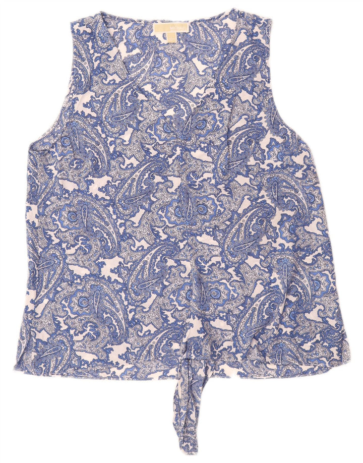 MICHAEL KORS Dame ærmeløs bluse Top UK 16 Large Blue Paisley