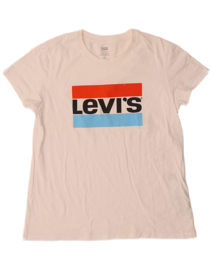 Levi's Grafisk T-shirt top til kvinder DK 16 Large Off White Bomuld