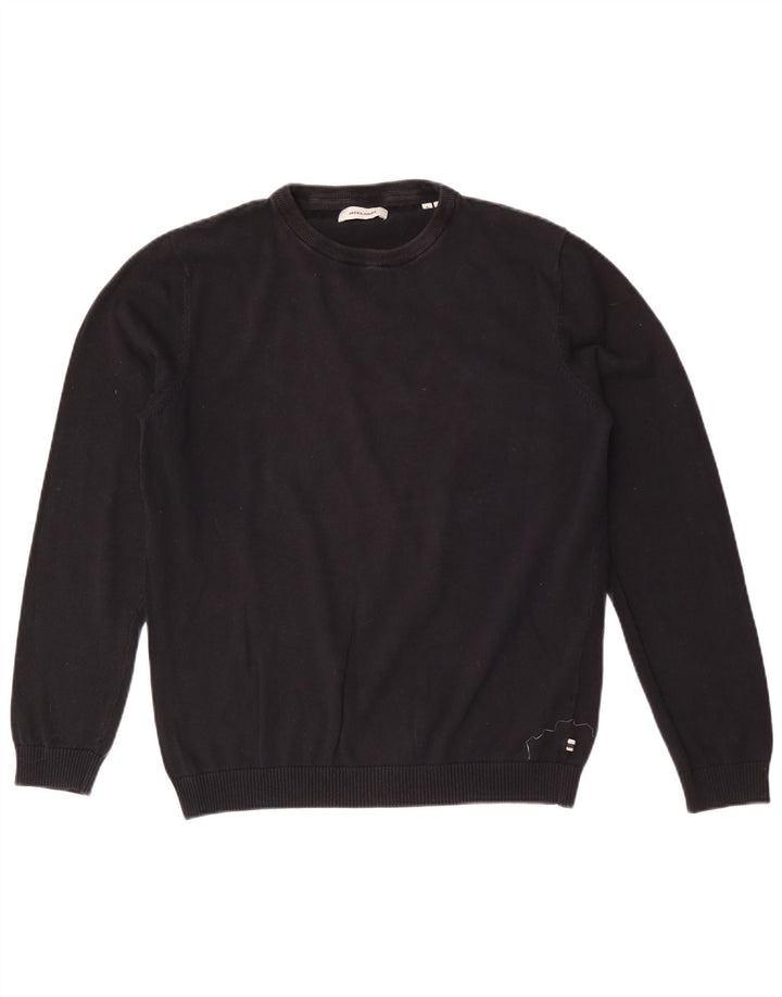 Jack & Jones herre sweater med rund hals, stor sort bomuld