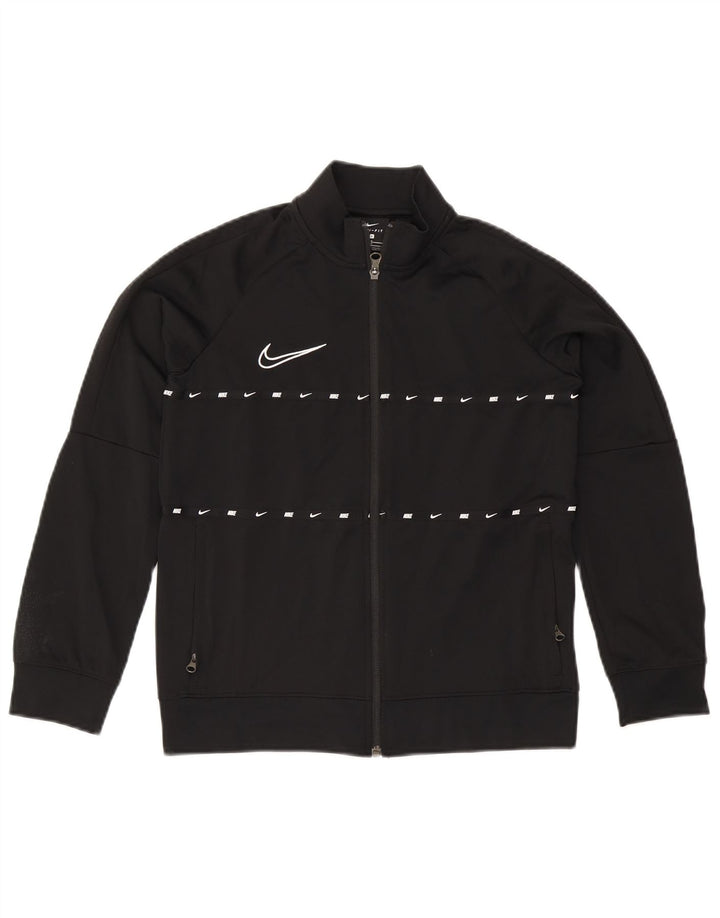 NIKE Boys Dri Fit Graphic Tracksuit Top Jacket 12-13 Years Large Black Vintage Nike and Second-Hand Nike from Messina Hembry 