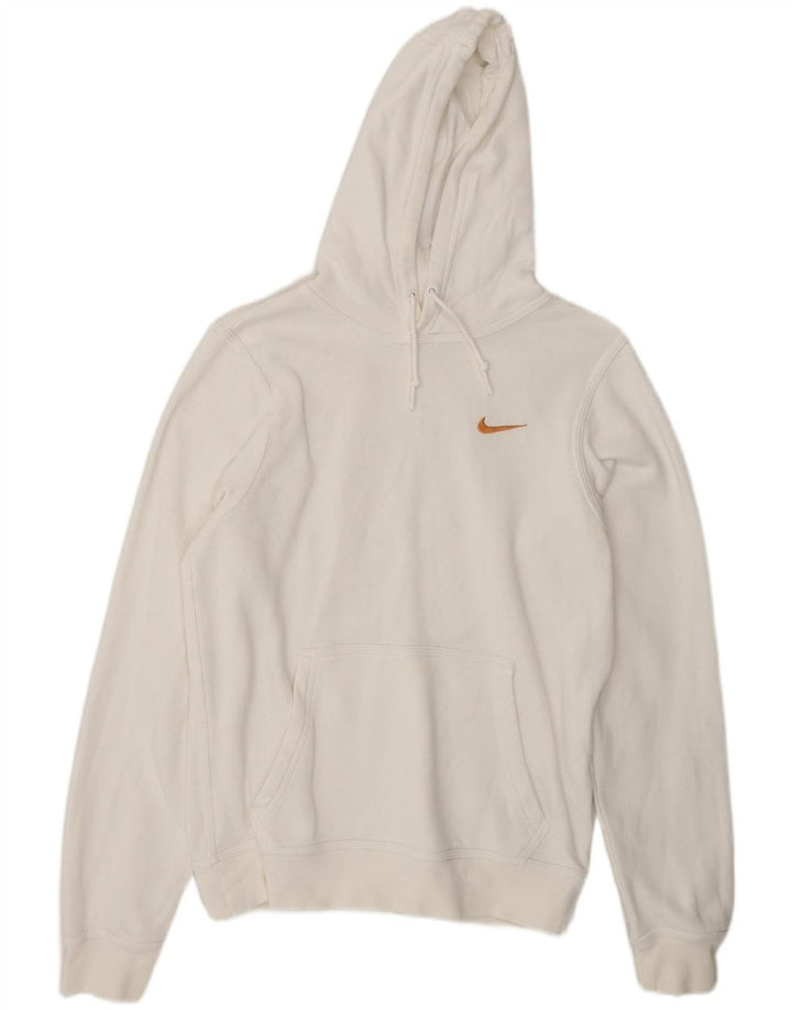 NIKE Mens Hoodie Jumper Small White Cotton