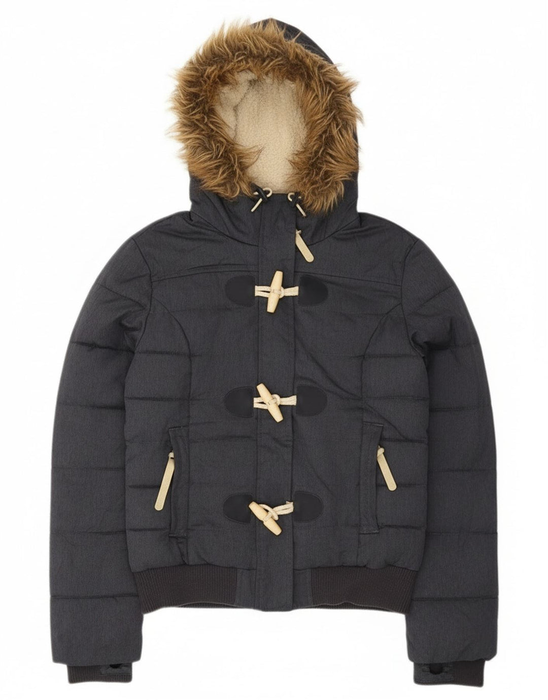 Superdry Polstret hættejakke til kvinder UK 10 Lille grå polyester