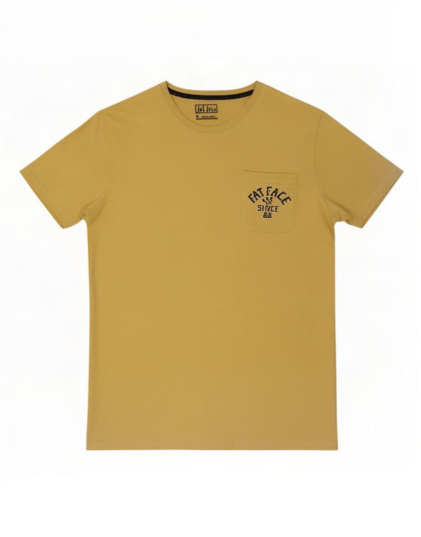 Fat Face Herre Grafisk T-Shirt Top Lille Gul Bomuld