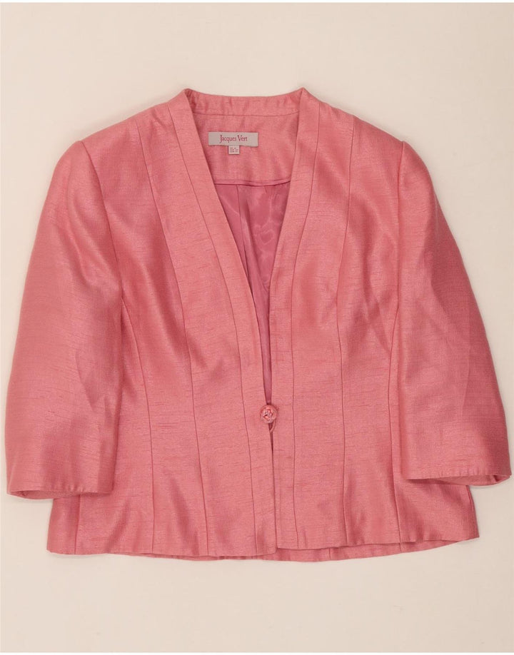 JACQUES VERT Womens 3/4 Sleeve 1 Button Blazer Jacket UK 16 Large Pink Vintage Jacques Vert and Second-Hand Jacques Vert from Messina Hembry 