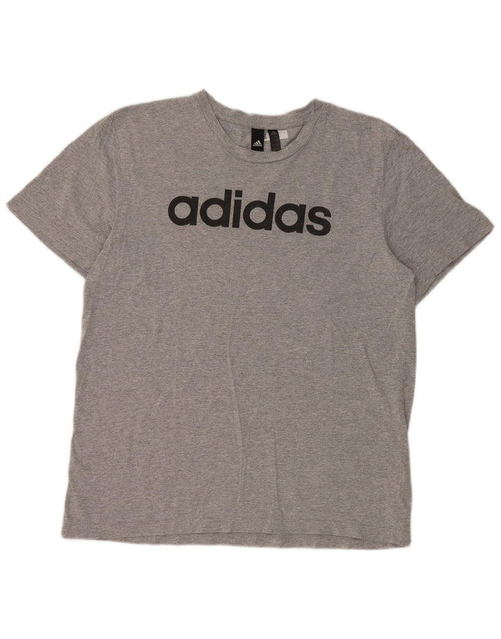 Adidas Herre Grafisk T-Shirt Top Stor Grå Bomuld