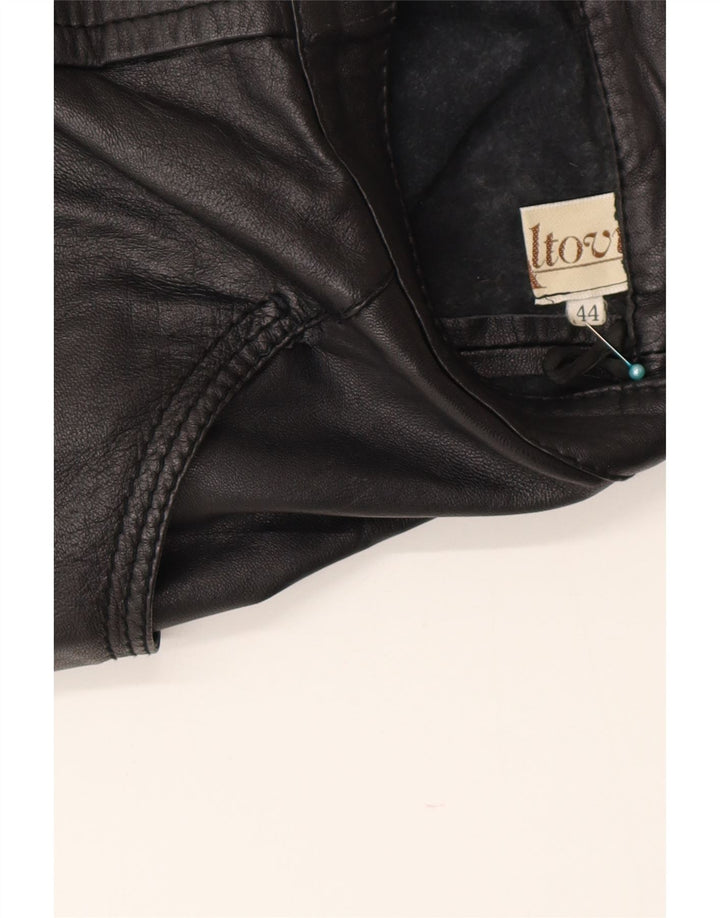 Vintage Dame Mini Læder Nederdel IT 44 Medium W28 Sort