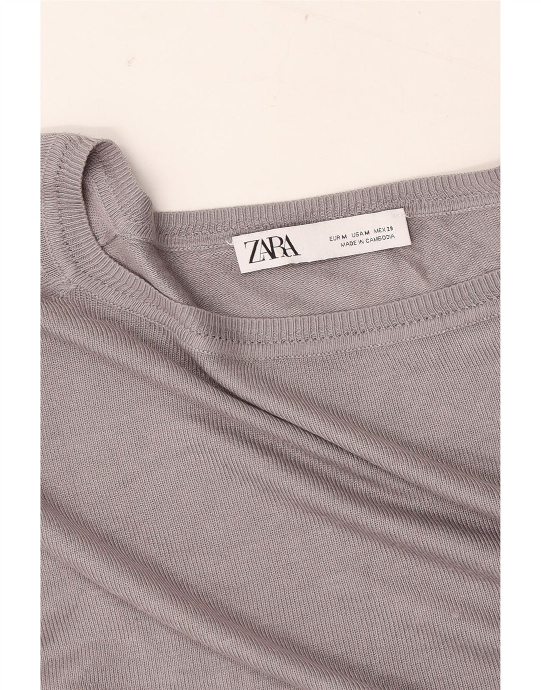 ZARA Womens Crop Oversized Boat Neck Jumper Sweater UK 14 Medium Grey