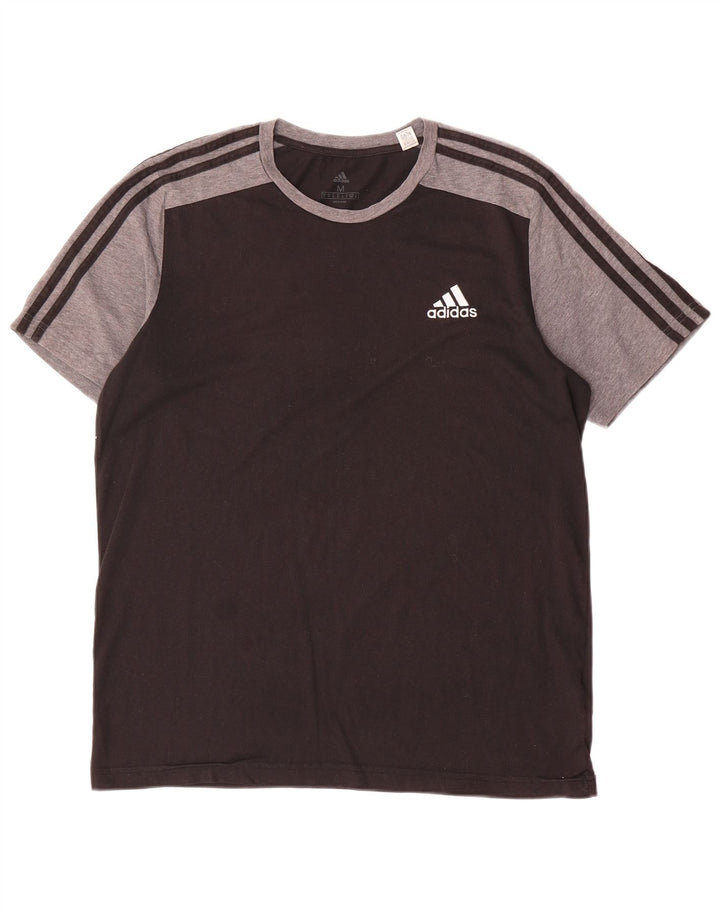 Adidas Herre T-Shirt Top Medium Sort Colourblock Polyester
