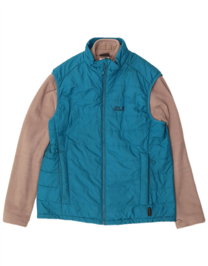 JACK WOLFSKIN Mens Padded Gilet UK 40/42 Large Blue Colourblock Polyester