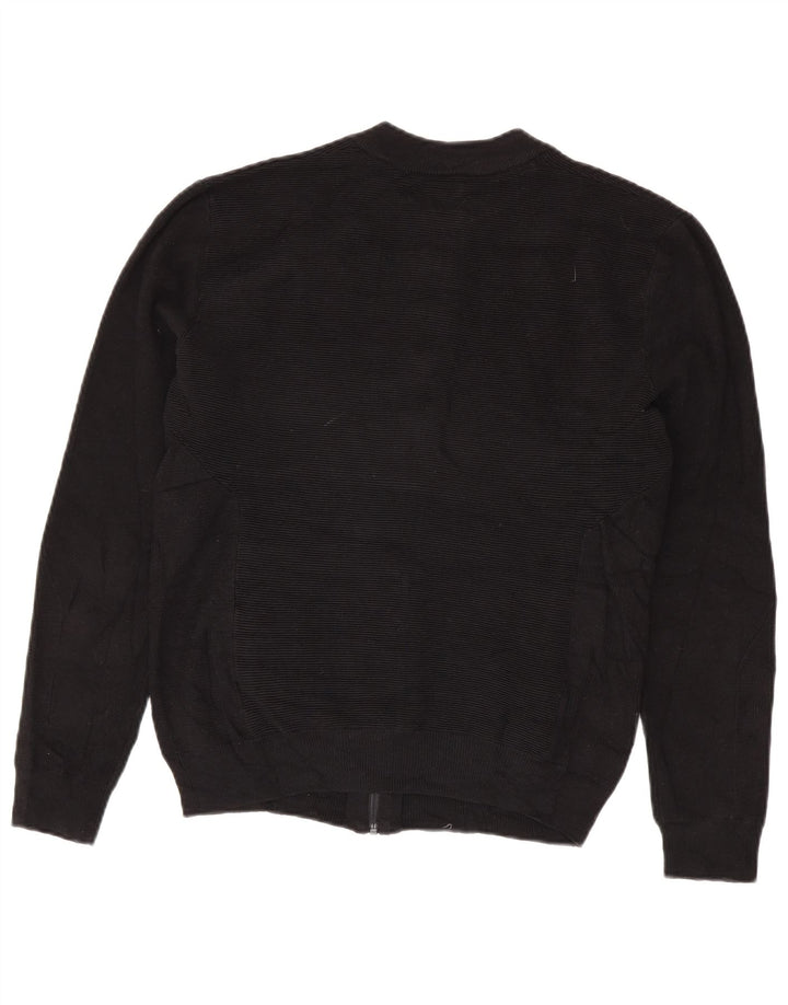 Zara Herre Cardigan Sweater Stor Sort Bomuld