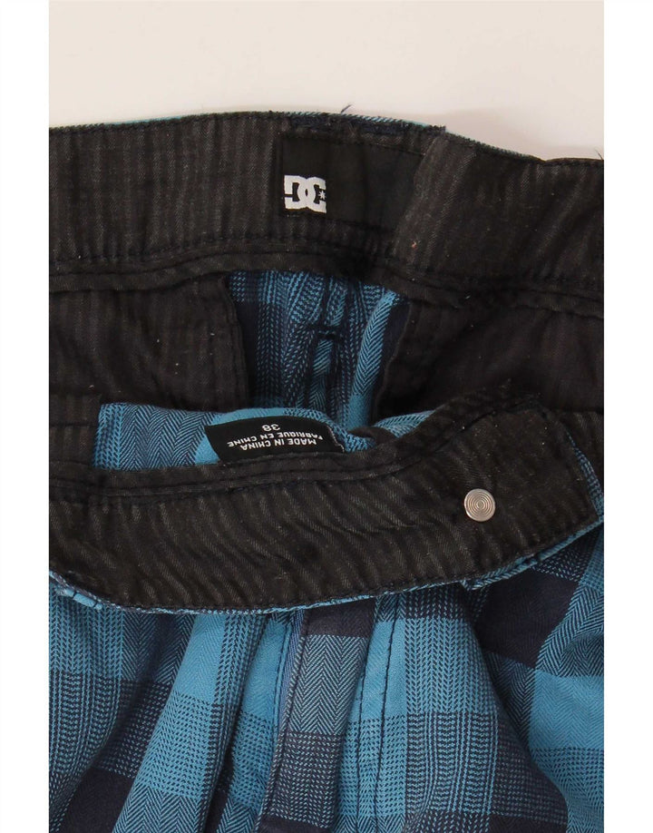 DC Herre Cargo Shorts W38 XL blå ternet bomuld