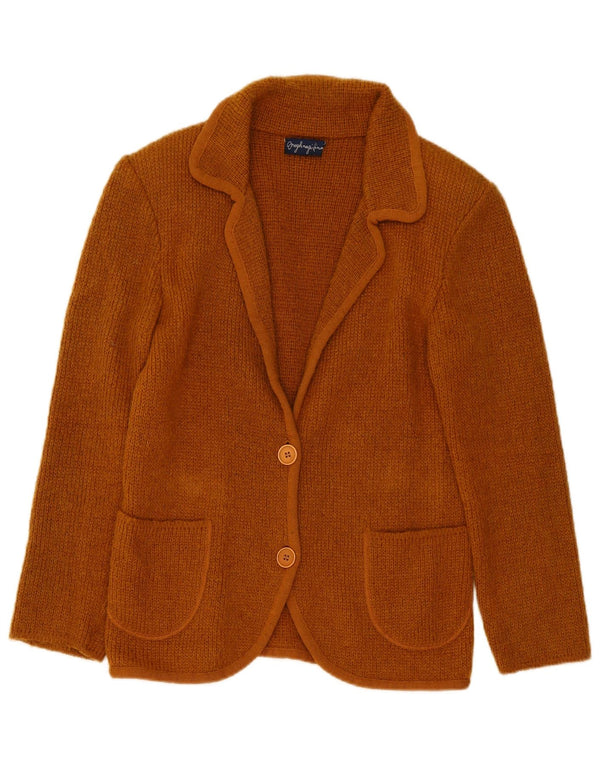 Vintage damestrikket 2-knaps blazerjakke UK 14 medium brun
