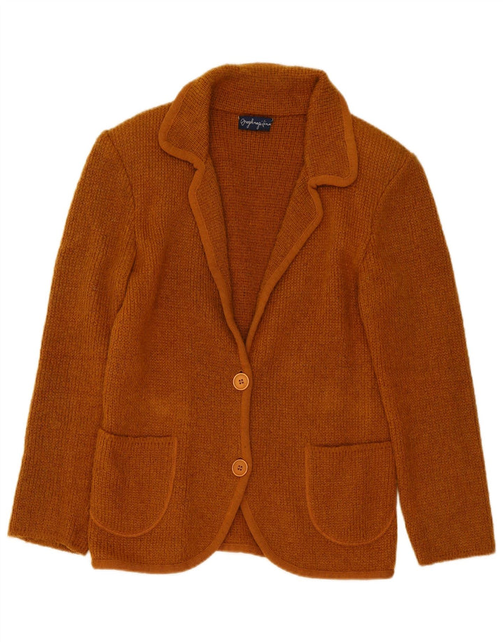 Vintage damestrikket 2-knaps blazerjakke UK 14 medium brun