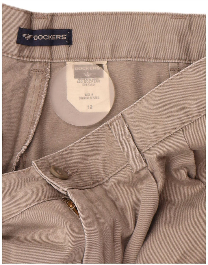 DOCKERS kvinders højtaljede chinoshorts US 12 Large W28 Grå bomuld