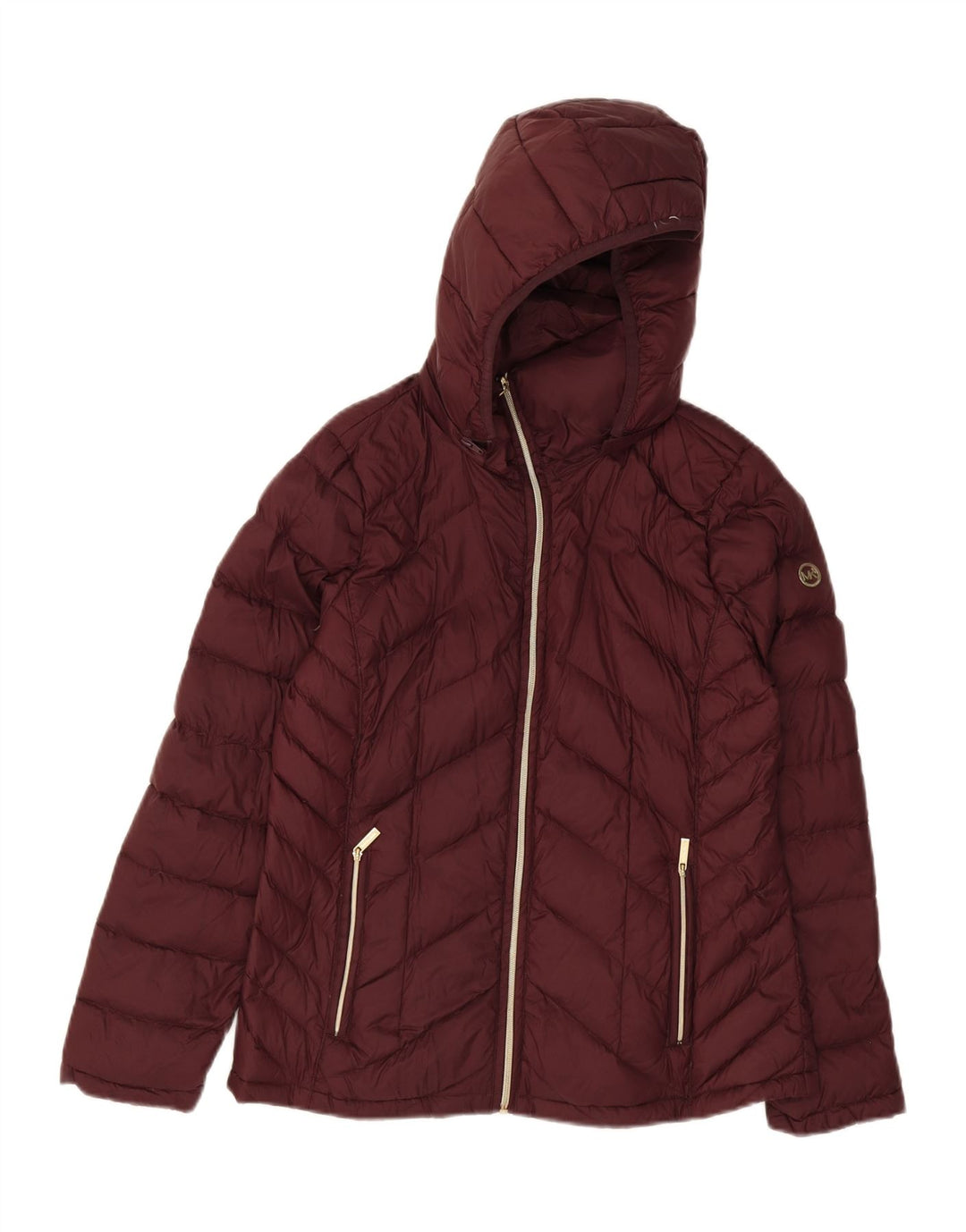 MICHAEL KORS Womens Hooded Padded Jacket UK 14 Medium Burgundy Nylon Vintage Michael Kors and Second-Hand Michael Kors from Messina Hembry 
