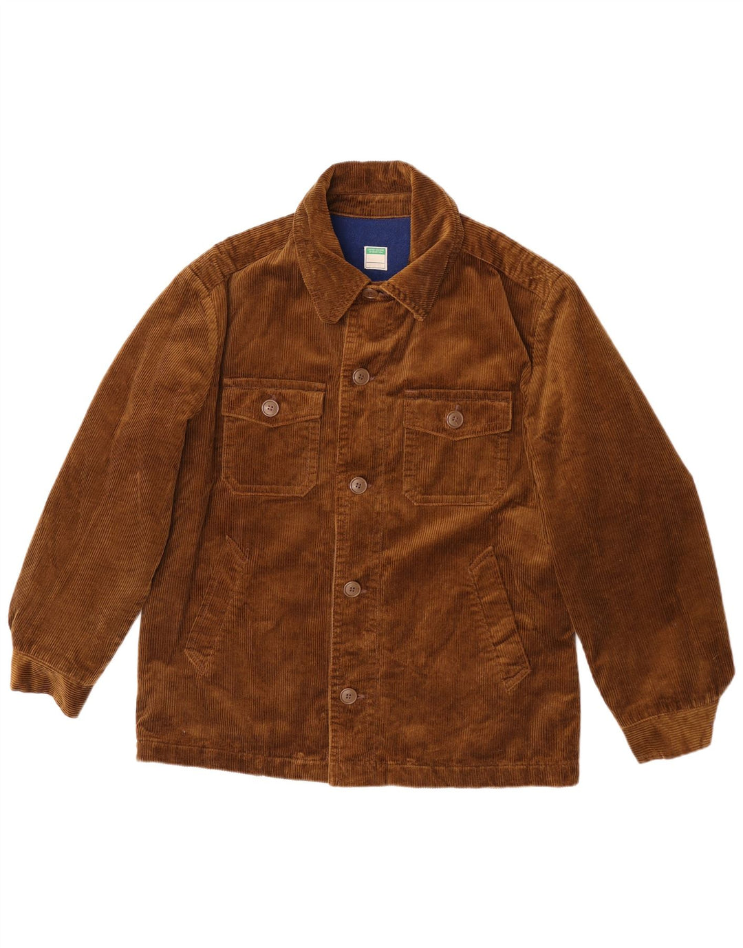 Benetton Herre Corduroy Jacket UK 38 Medium Khaki Bomuld