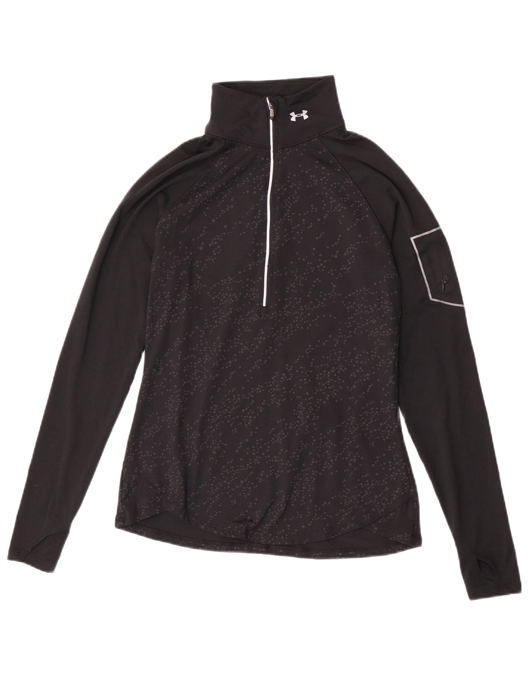 Under Armour Dame Pullover Træningsdragt Top UK 12 Medium Sort Plettet