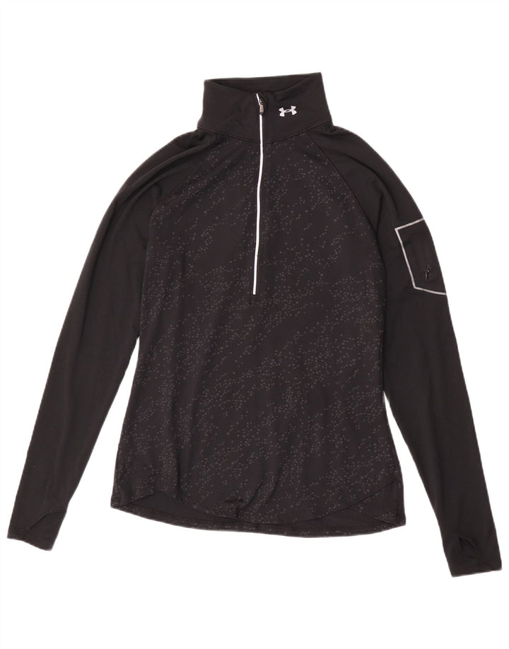 Under Armour Dame Pullover Træningsdragt Top UK 12 Medium Sort Plettet