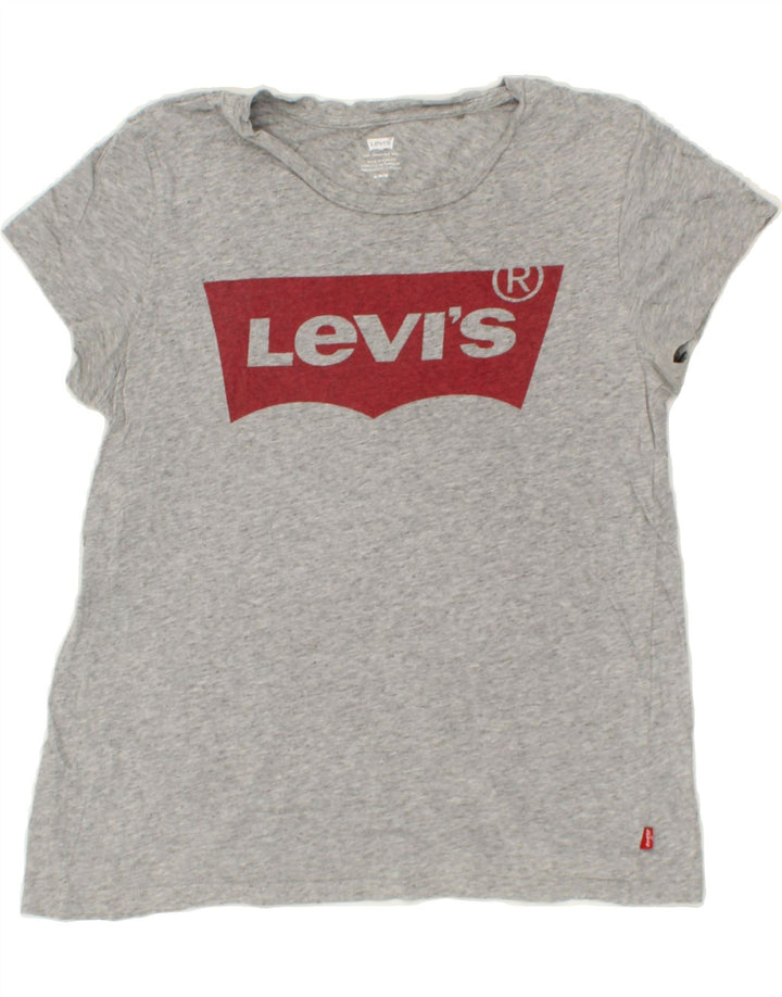 LEVI'S Womens Graphic T-Shirt Top UK 12 Medium Grey Cotton Vintage Levi's and Second-Hand Levi's from Messina Hembry 