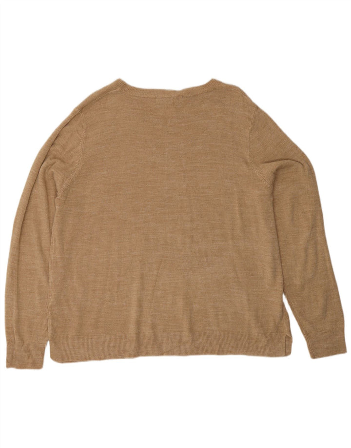 MARKS & SPENCER Dame sweater med rund hals DK 22 3XL Beige Akryl