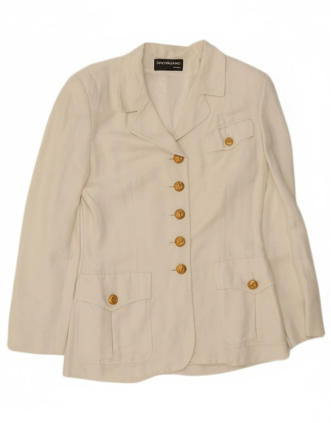 DINO VALIANO Womens 5 Button Blazer Jacket EU 36 Small White Linen Vintage Dino Valiano and Second-Hand Dino Valiano from Messina Hembry 