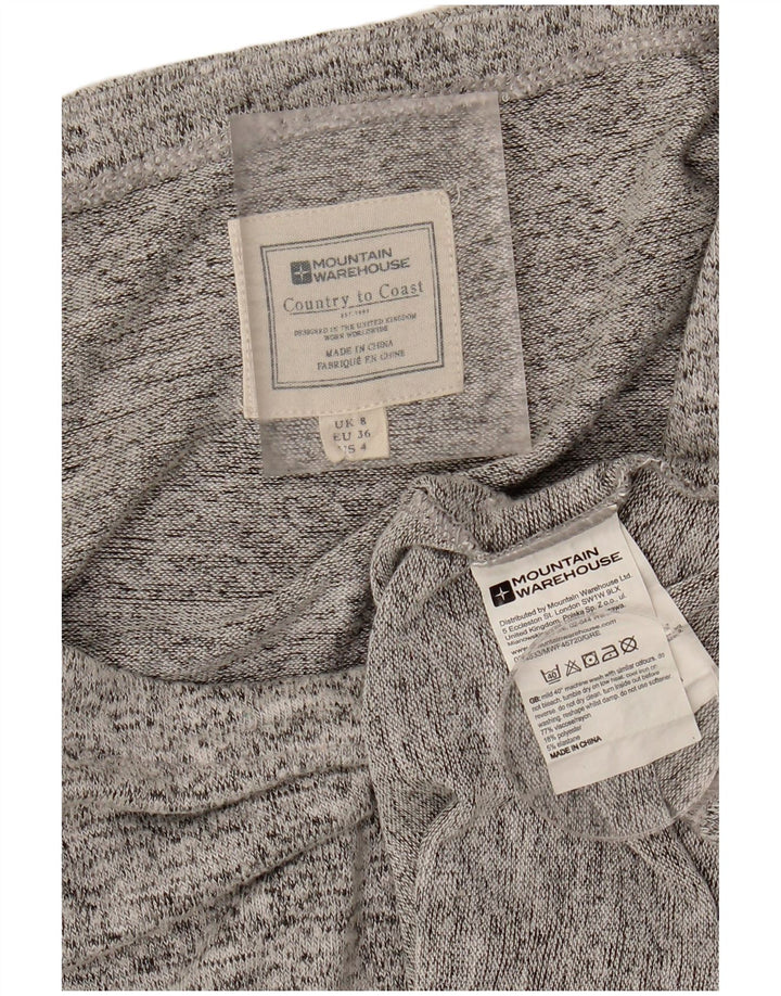 MOUNTAIN WAREHOUSE Womens Top Long Sleeve UK 8 Small  Grey Flecked Viscose