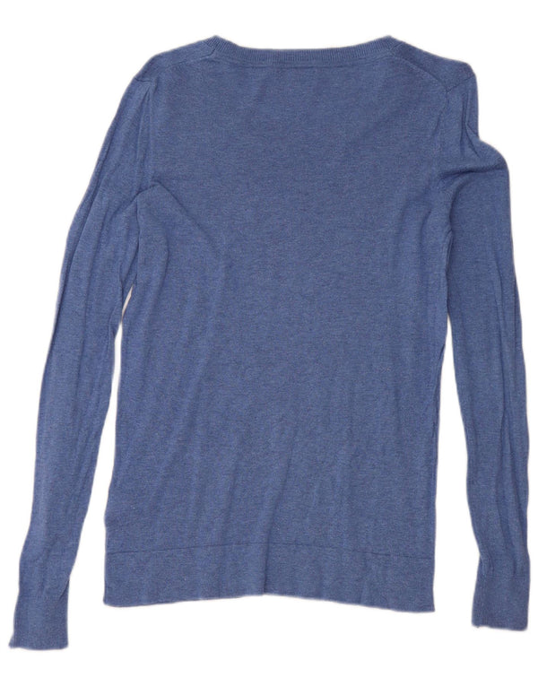 Tommy Hilfiger Dame Boat Neck Jumper Sweater UK 10 Small Blue Cotton