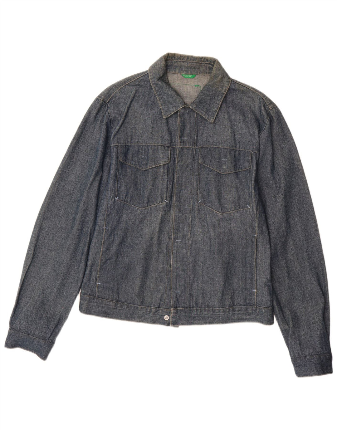 Benetton Herre denimjakke UK 40 Stor marineblå bomuld