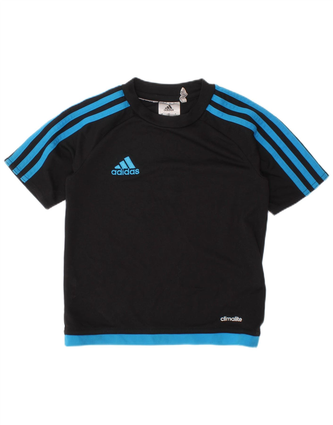 ADIDAS Boys Climalite T-Shirt Top 4-5 år Sort Colourblock Polyester