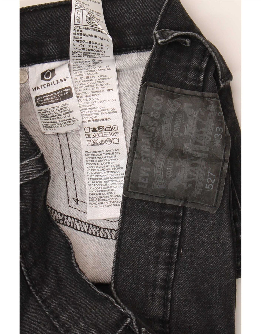Levi's Herre 527 Bootcut Jeans W33 L34 Sort bomuld