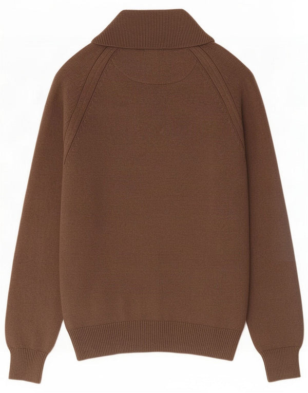 Marks & Spencer Herre Blue Harbor Button Neck sweater Medium Brun
