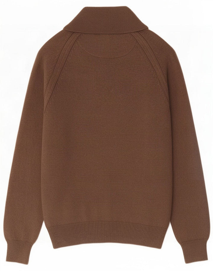 Marks & Spencer Herre Blue Harbor Button Neck sweater Medium Brun