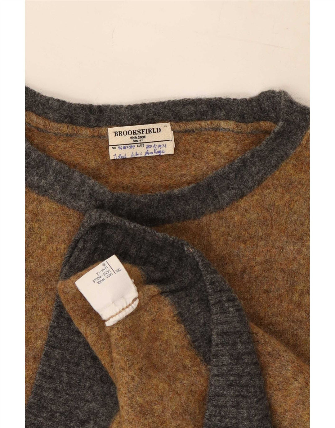 Brooksfield Herre trøjetrøje med rund hals Medium Brun Colourblock Uld