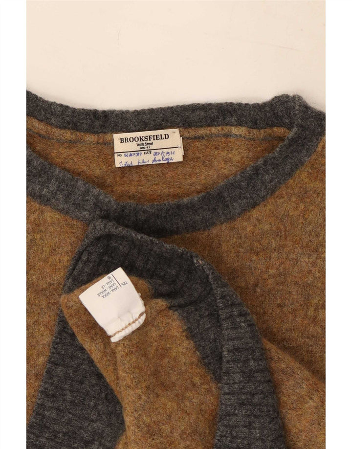 Brooksfield Herre trøjetrøje med rund hals Medium Brun Colourblock Uld