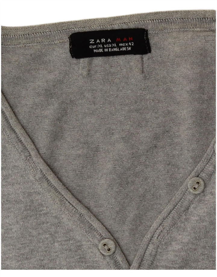Zara Herre kortærmet V-hals sweater XL Grå