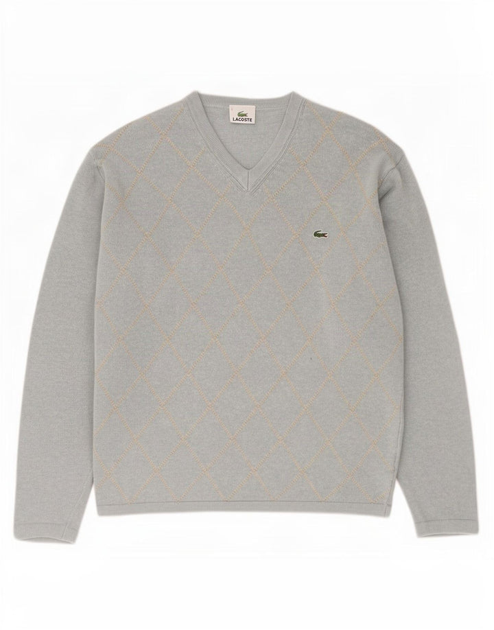 Lacoste Herre V-hals sweater str. 5 Large Blå Argyle/Diamant Akryl