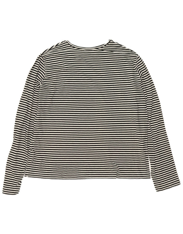 Massimo Dutti Dame Top Langærmet UK 16 Stor hvid nålestribe