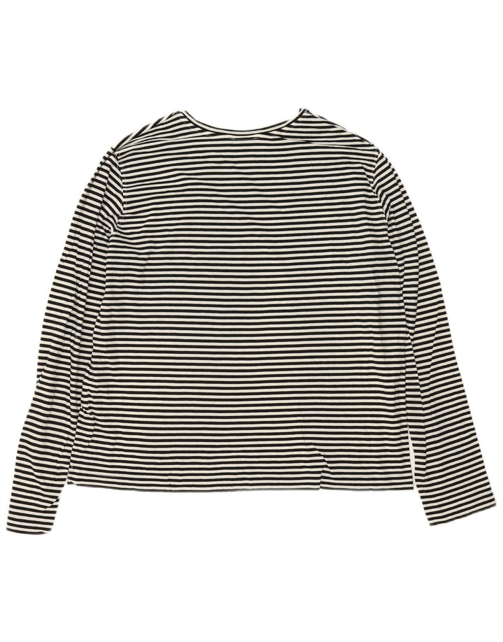 Massimo Dutti Dame Top Langærmet UK 16 Stor hvid nålestribe