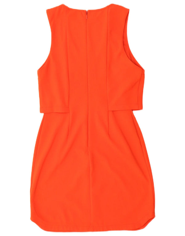 Topshop Kvinders Ærmeløs Skede Kjole UK 10 Small Orange Polyester