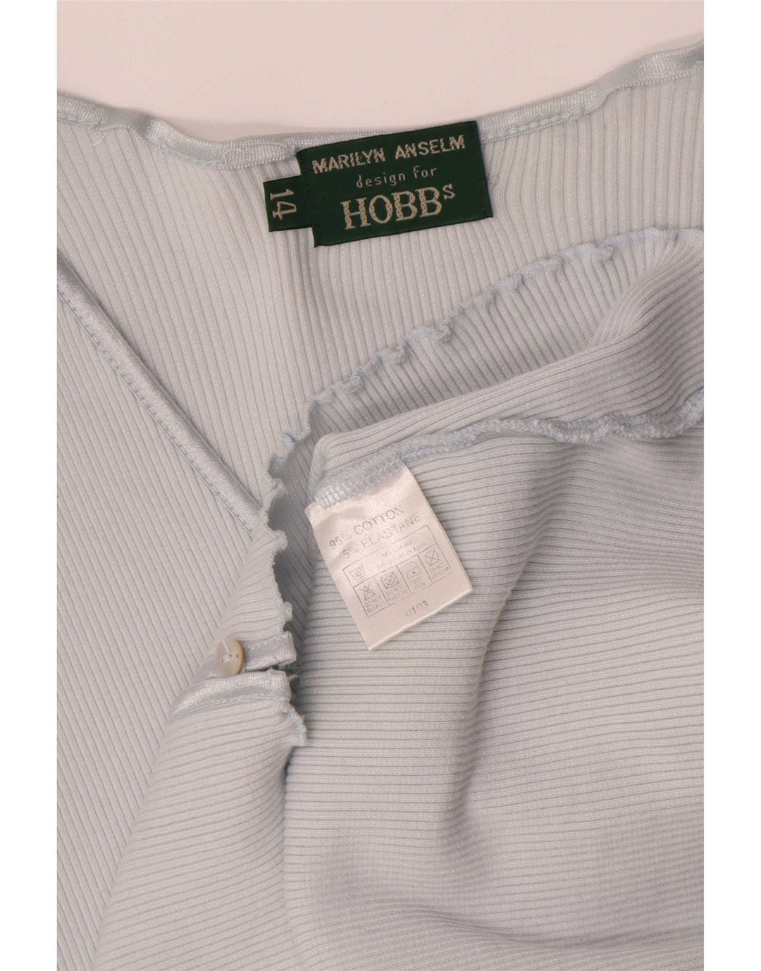 Hobbs Dame Crop Cardigan Top UK 14 Medium Blue Bomuld