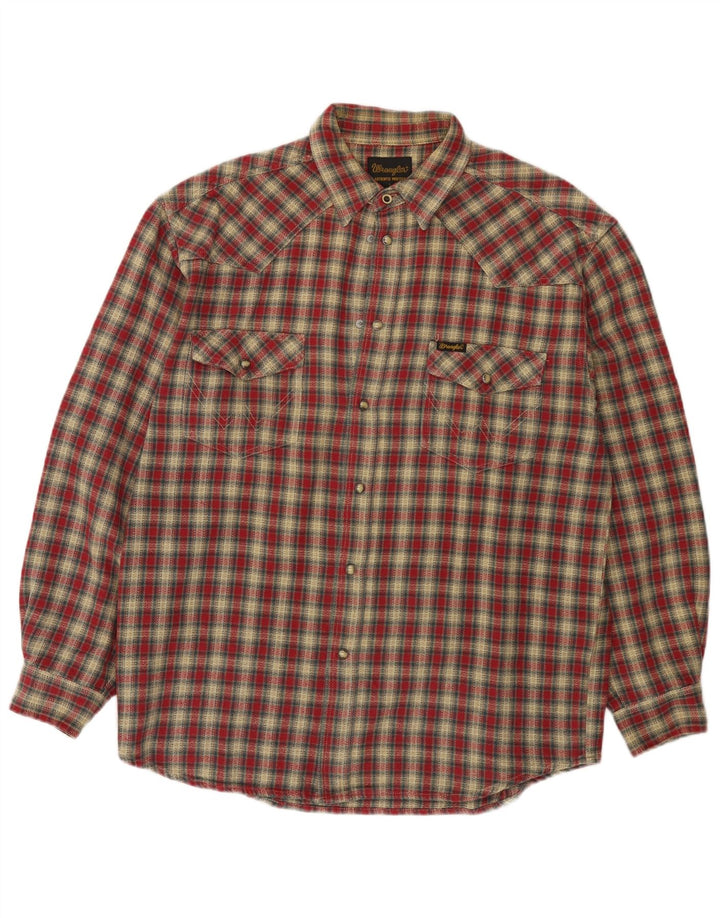Wrangler herre flannel skjorte stor rød ternet bomuld