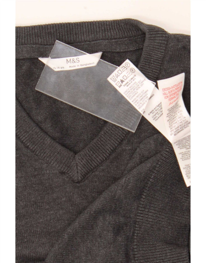 Marks & Spencer Boys V-hals sweater 15-16 år Grå bomuld