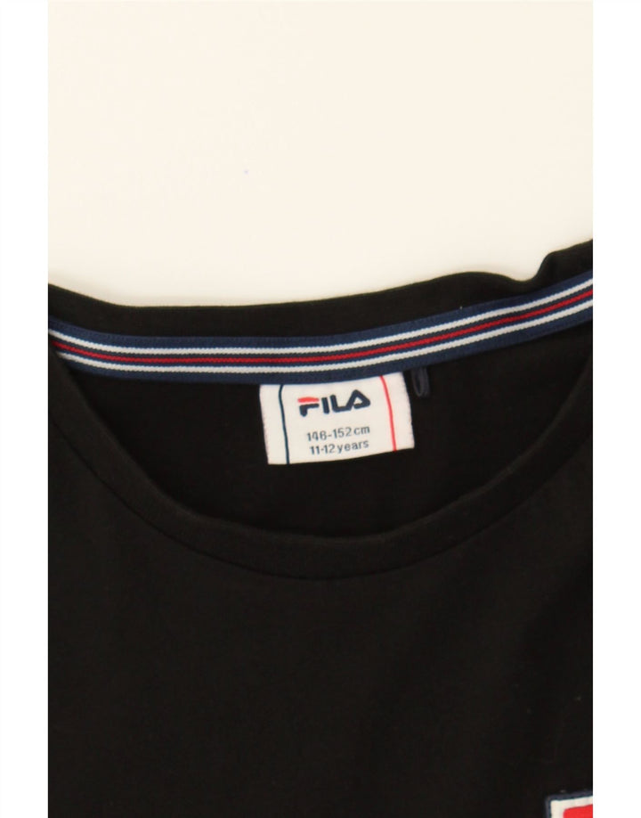 FILA Boys T-Shirt Top 11-12 Years  Black Cotton Vintage Fila and Second-Hand Fila from Messina Hembry 